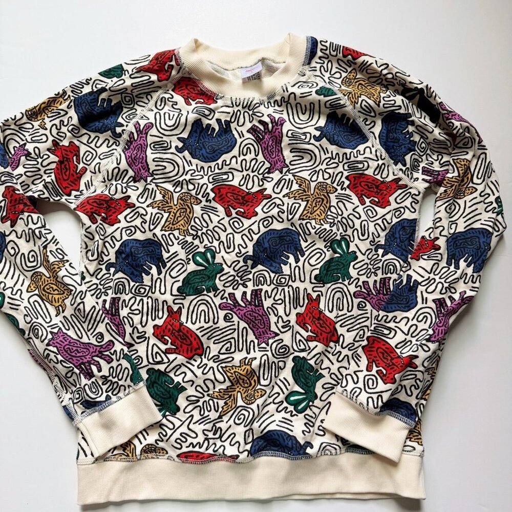 Hanna Andersson Adult Forest Radicals Print French Terry Sweatshirt S Small